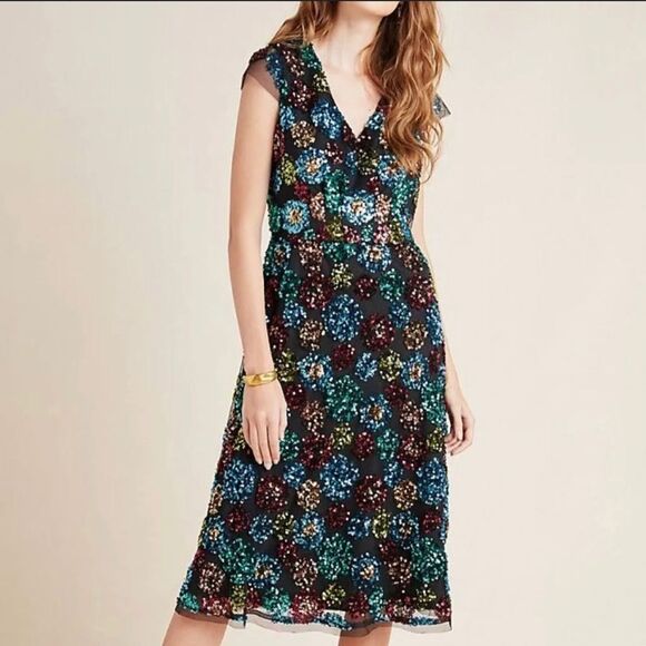 ANTHROPOLOGIE Eva Franco Glenna Sequin Midi Dress $260 Retail - Picture 2 of 4